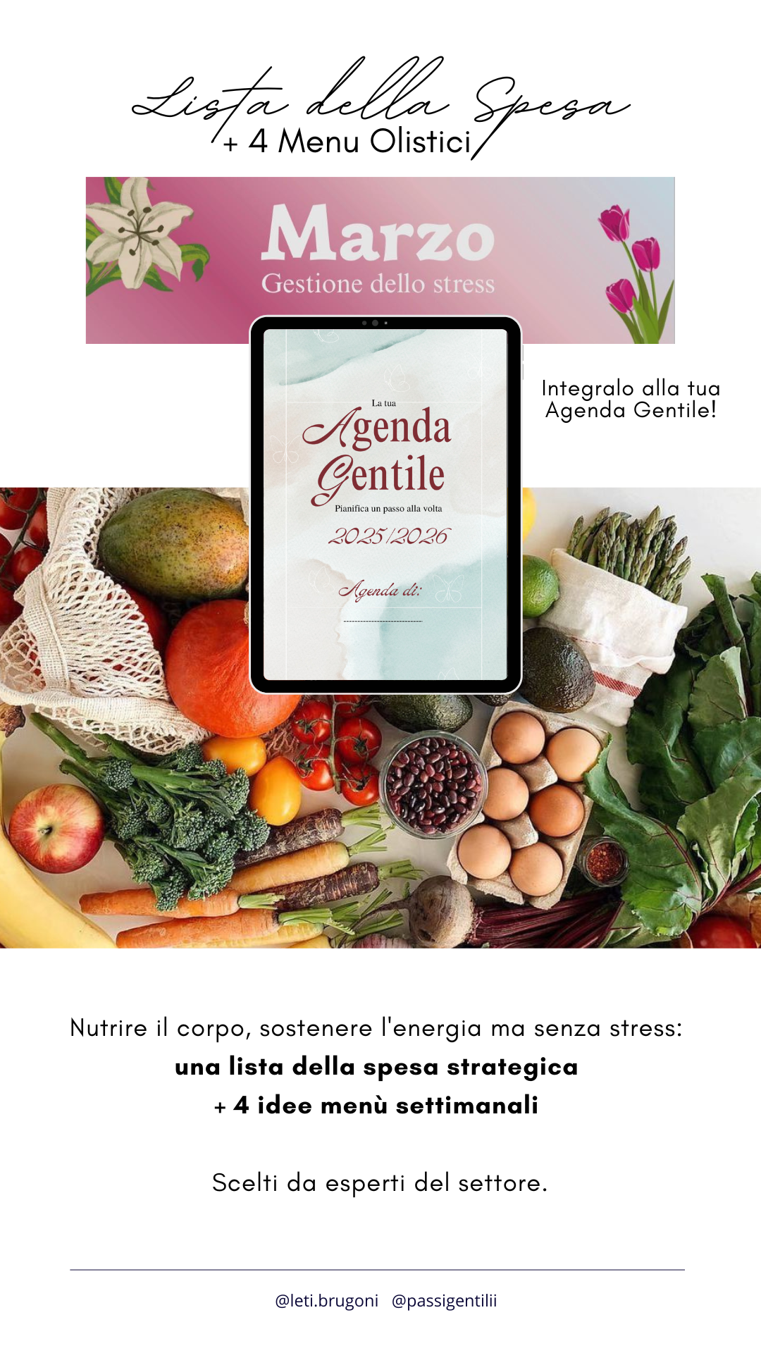 Lista della spesa e menù per il mese di marzo